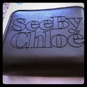 See By Chloe black zip wallet coins & cards